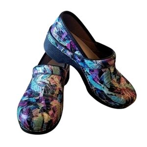 Dansko Multi Colored Brish Stroke Comfort Colorful Women's Clogs Shoes Size 39